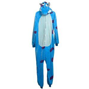 Disney Monsters Inc Sulley Adult Onesie Pajamas Costume Blue Purple Size L Soft